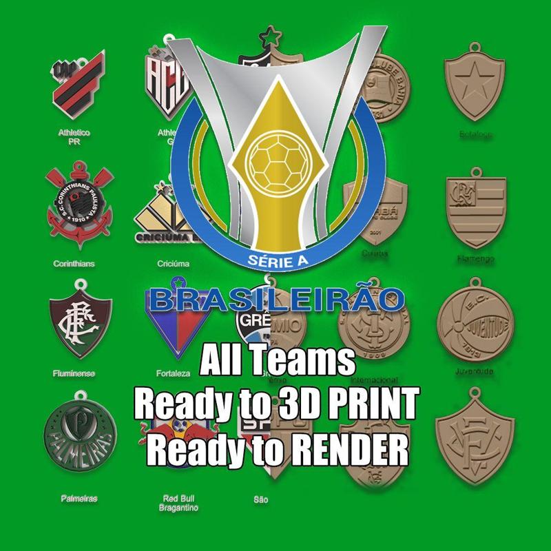 Brasileirão All teams Printable and Renderable 3D logo shields