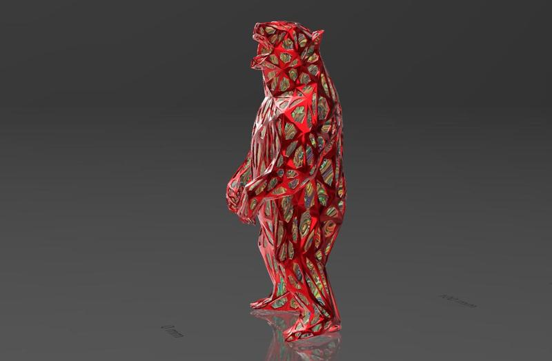 Guardian Bear - Voronoi Style - Spider Web - LowPoly - Perfect Design - Easy Print - Decor