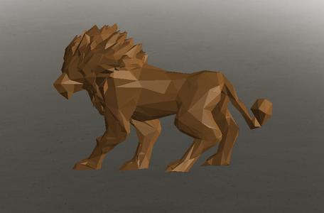 Golden Roar Lion - Low Poly - Excellent Design - Decor