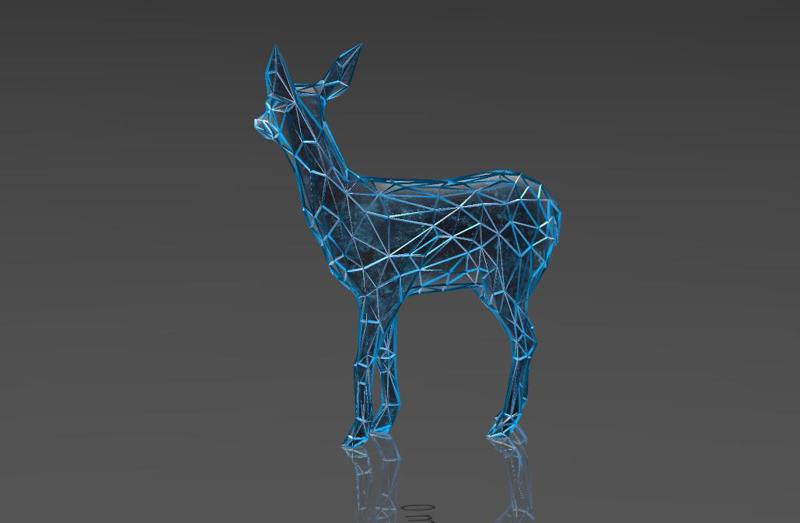 Deer Looking Around - Low Voronoi Style - Single Spider Web - LowPoly - Perfect Design - Easy Print - Decor