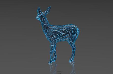 Deer Looking Around - Low Voronoi Style - Single Spider Web - LowPoly - Perfect Design - Easy Print - Decor