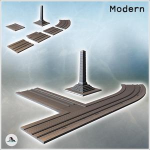 Modular urban paved road set and stone obelisk monument (25) - Modern WW2 WW1 World War Diaroma Wargaming RPG Mini Hobby