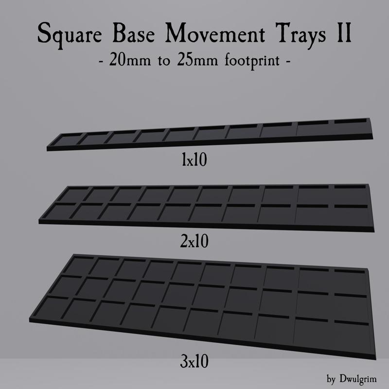 Movement trays II - 20mm square to 25mm square footprint adapter