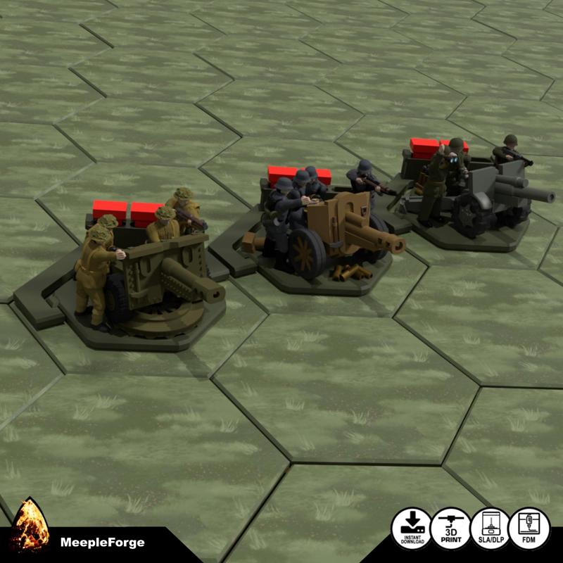 WW2 Artillery with Crew 15mm Scale British German American