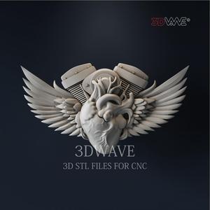 BIKER HEART 3d stl files for CNC