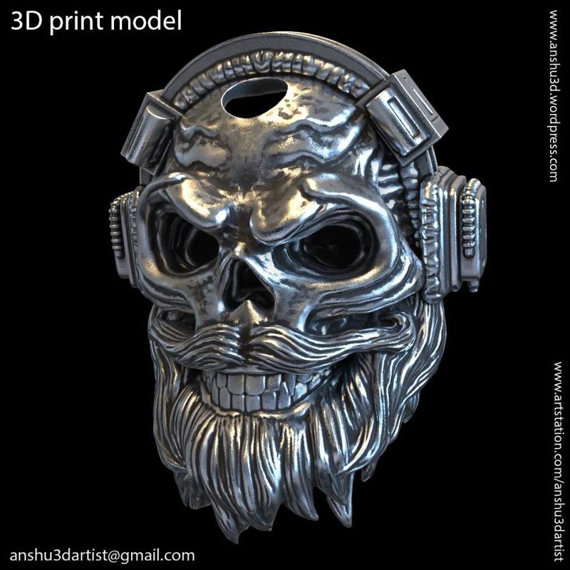 skull with headphone vol1 pendant