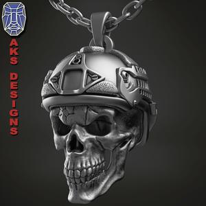 skull Pendant jewelry Army soldier skull v1 stl file