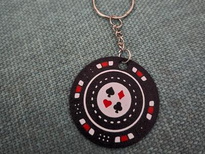 Minimalist Design Poker Chip Keychain
