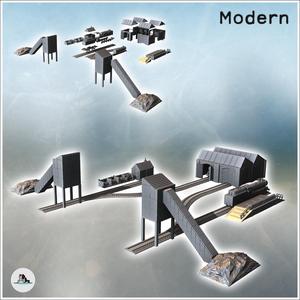 Industrial railway complex with sheds for trains, locomotives, and ore loading structures (12) - Modern WW2 WW1 World War Diaroma Wargaming RPG Mini Hobby