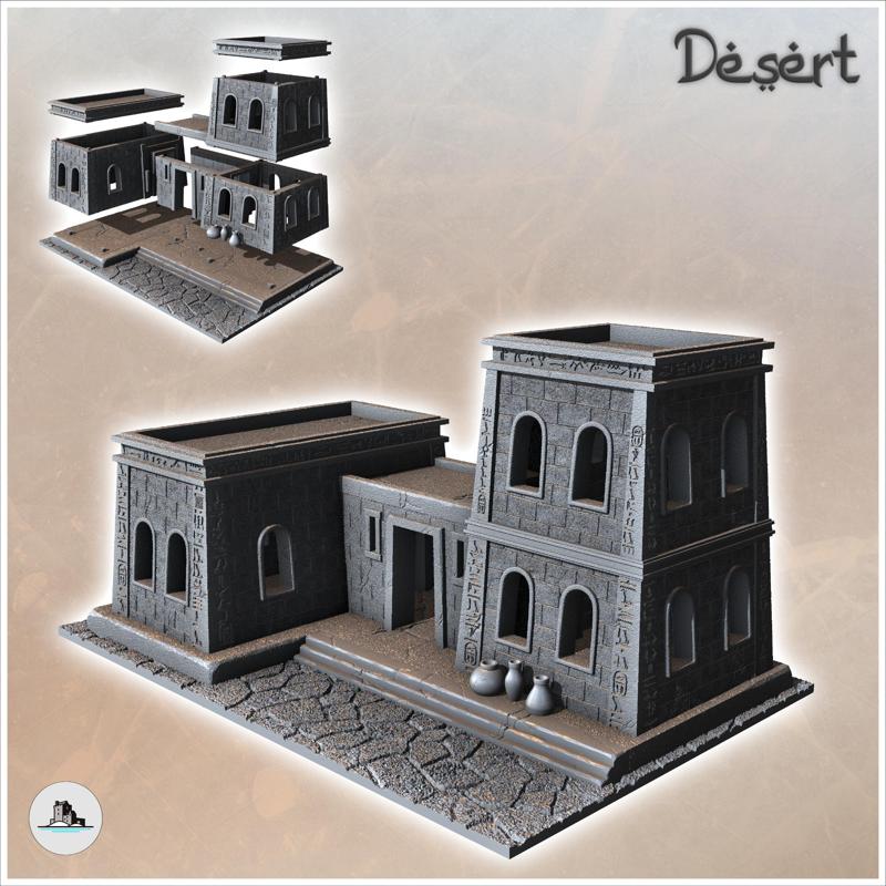 Desert building with stone floor and large windows (18) - Canyon Sandy Landscape 28mm 15mm RPG DND Nomad Desertland African