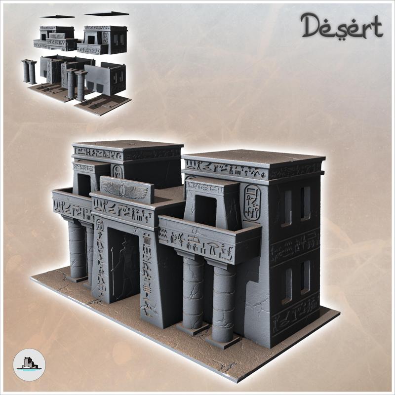 Large Egyptian Building with Majestic Entrance, Columns and Balconies (19) - Canyon Sandy Landscape 28mm 15mm RPG DND Nomad Desertland African