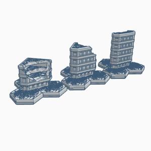 Sci-Fi Ruined Building with Hex Base SFRHB025