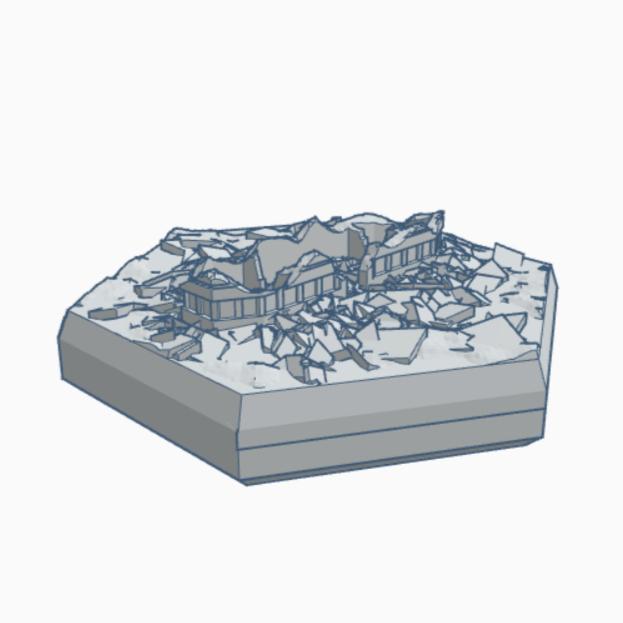Sci-Fi Destroyed Building 11 Hex Map Scale HMSSFD011
