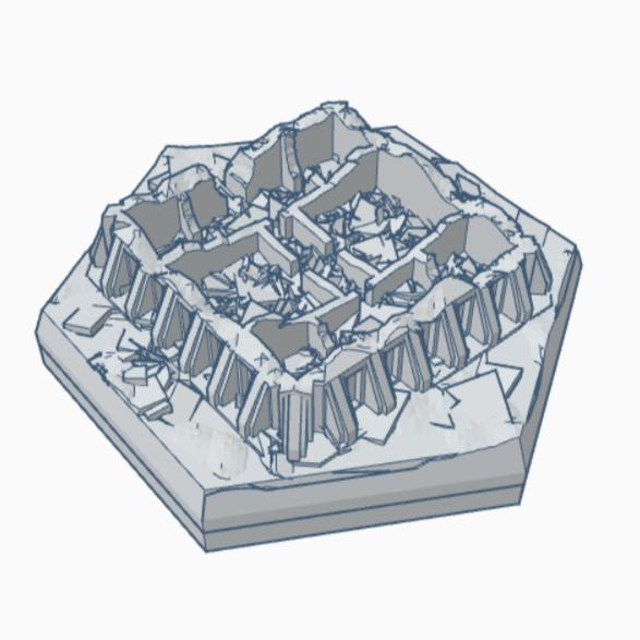 Sci-Fi Destroyed Building 17 Hex Map Scale HMSSFD017