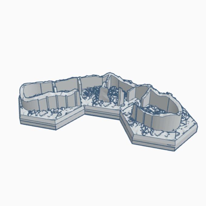 Sci-Fi Destroyed Building 12 with Hex Base SFDHB012