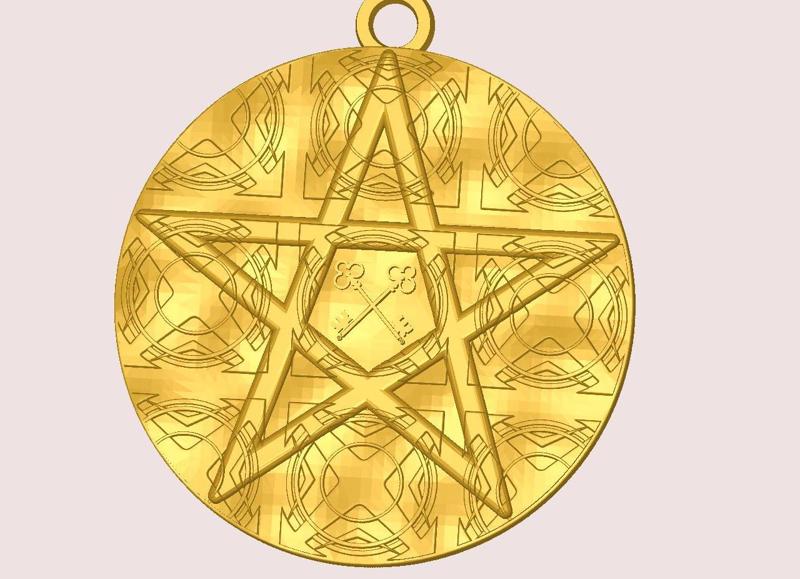 Hagan magic pendant pentacle "path keys" activate the deck divination on tarot cards witch  altar part pt-12 3d-print and cnc
