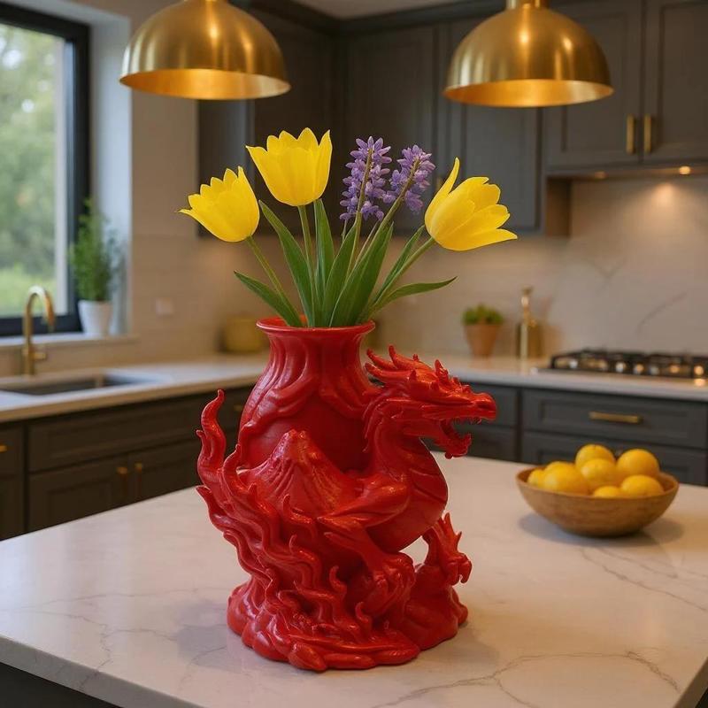 Dragon Flame Vase – Majestic 3D Printed Vase with Fire and Scale