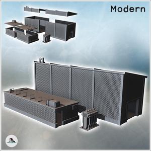 Set of two brick industrial buildings with a generator (7) - Modern WW2 WW1 World War Diaroma Wargaming RPG Mini Hobby