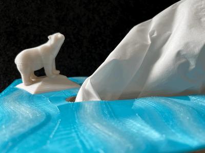 Bear on Ice Tissue Box TOP with Sea Waves Tissue like Iceberg