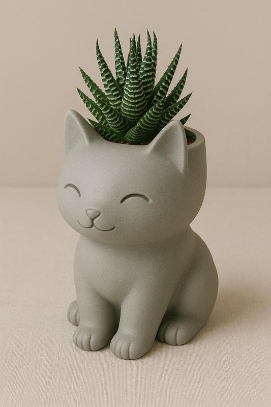 3D Minimalist Kitty 3D Flower Pot : Kawaii Decorative Flower Pot for 3D Printer