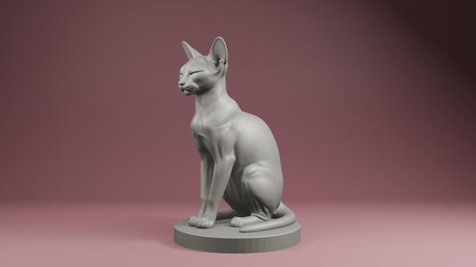 Elegant Sphinx Cat Statue STL – Minimalist Hairless Cat 3D Print Model
