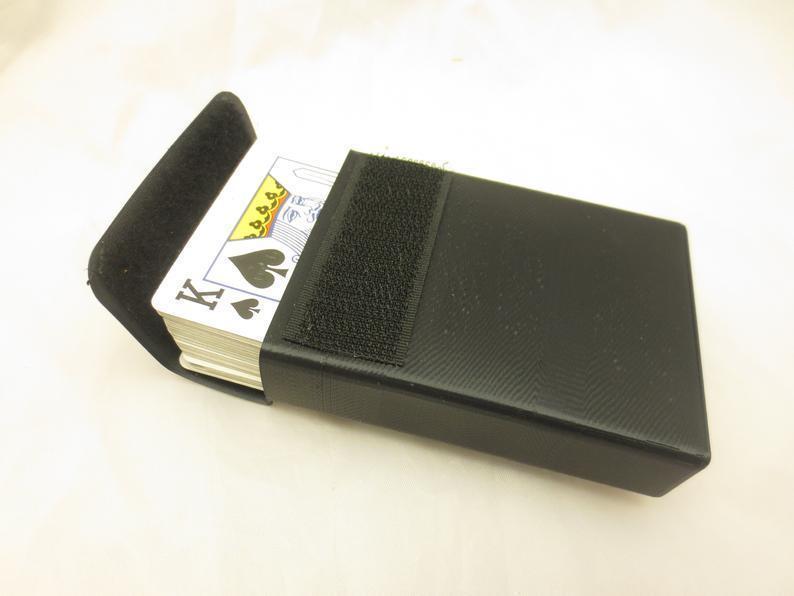 52 Card Deck Pouch, Cosplay Pleather Pouch, Flexible super durable (faux leather) with utility belt strap, Blackjack poker deckbox, costume