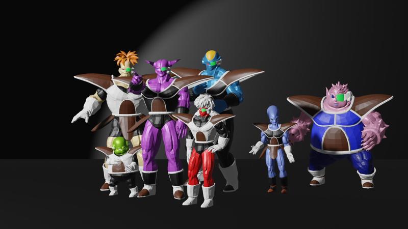 7 figurines of Ginyu dragon ball fighters