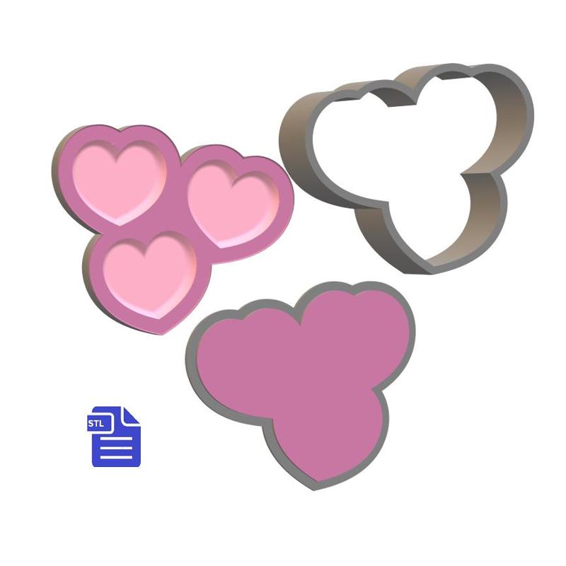 3pc Hearts Bath Bomb Mold