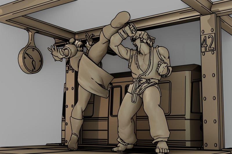 KEN VS CHUN LI DIORAMA - STREET FIGHTER III 3RD STRIKE