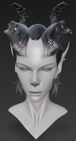 doll, doll head, mannequin, face, human face, anime, hairstyle, decoration, bust, chain, demon face, devil, face with horns, hairstyle with horns