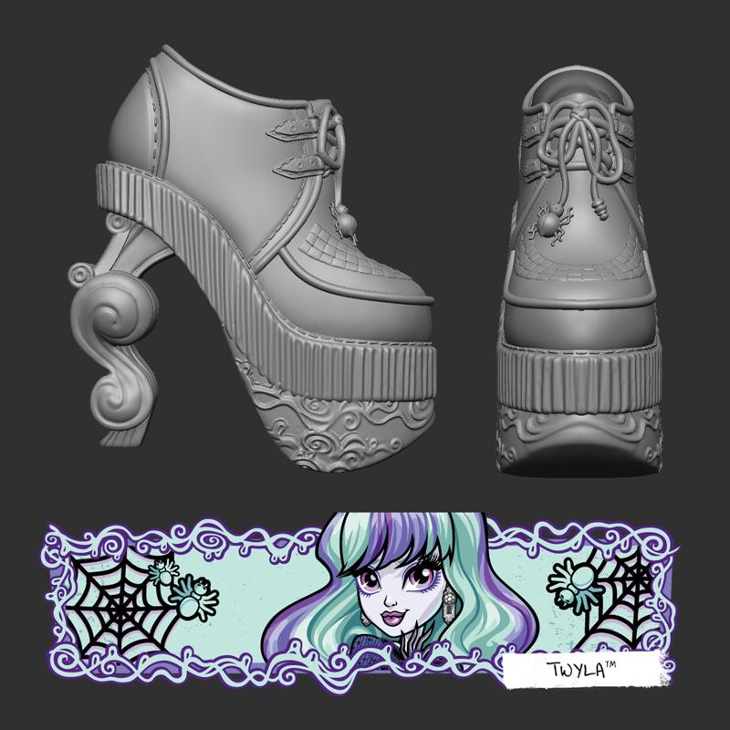 Monster High Twyla 13 Wishes Purple Boots Shoes