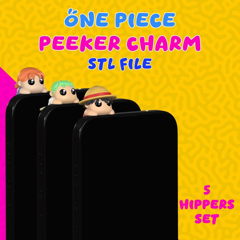 Peeker Charm one piece (hippers) set for smartphone 5 pieces