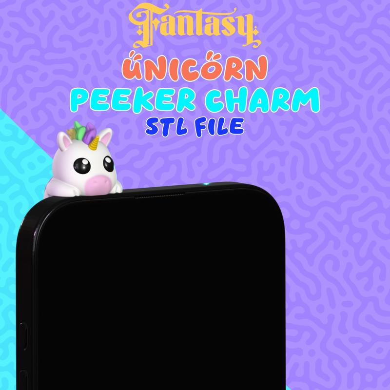 cute unicorn peeker charm (hippers) for smarthphone
