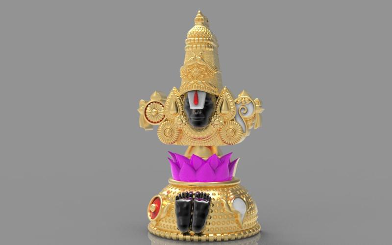 “Tirupati Venkateswara Swamy – 3D Printable Divine Idol with Lotus Base