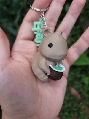 Capybara drinking mate keychain