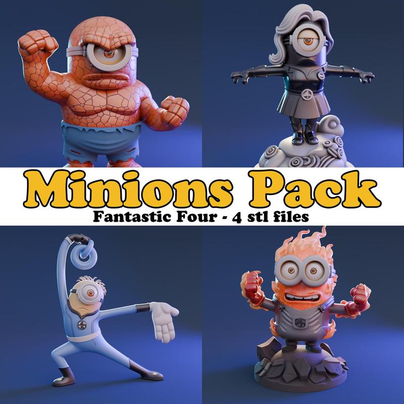 Superhero Minions Pack – Fnatastic Four | 4 STL 3D Print Files
