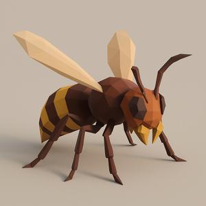 Low Poly Hornet STL File for 3D Printing