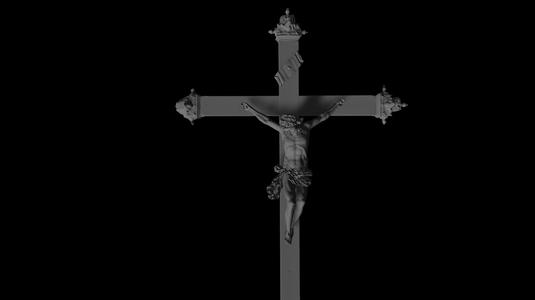 Baroque Crucifix on Pedestal — High-Detail 3D Printable Statue (STL)