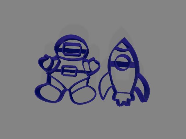 Astronaut and rocket cookie cutter