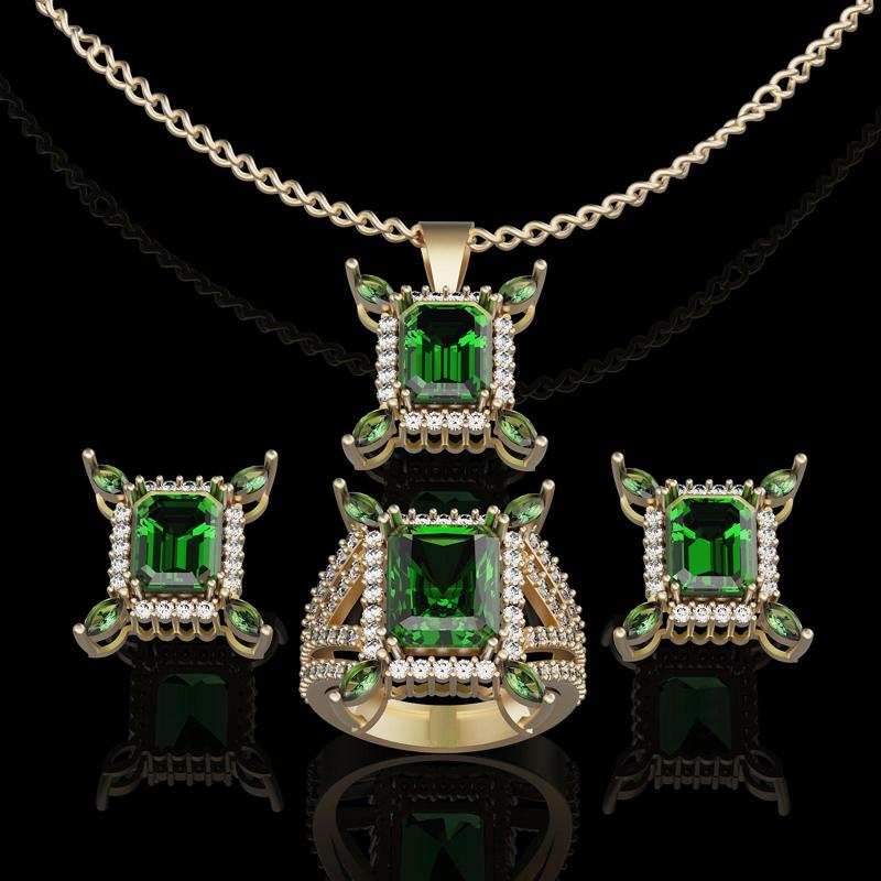 lux set ring pendant and earrings