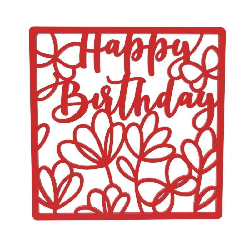 Happy birthday and Flowers Frame