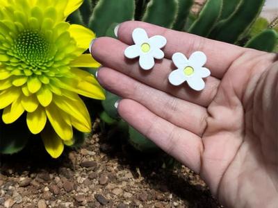 White flower earrings