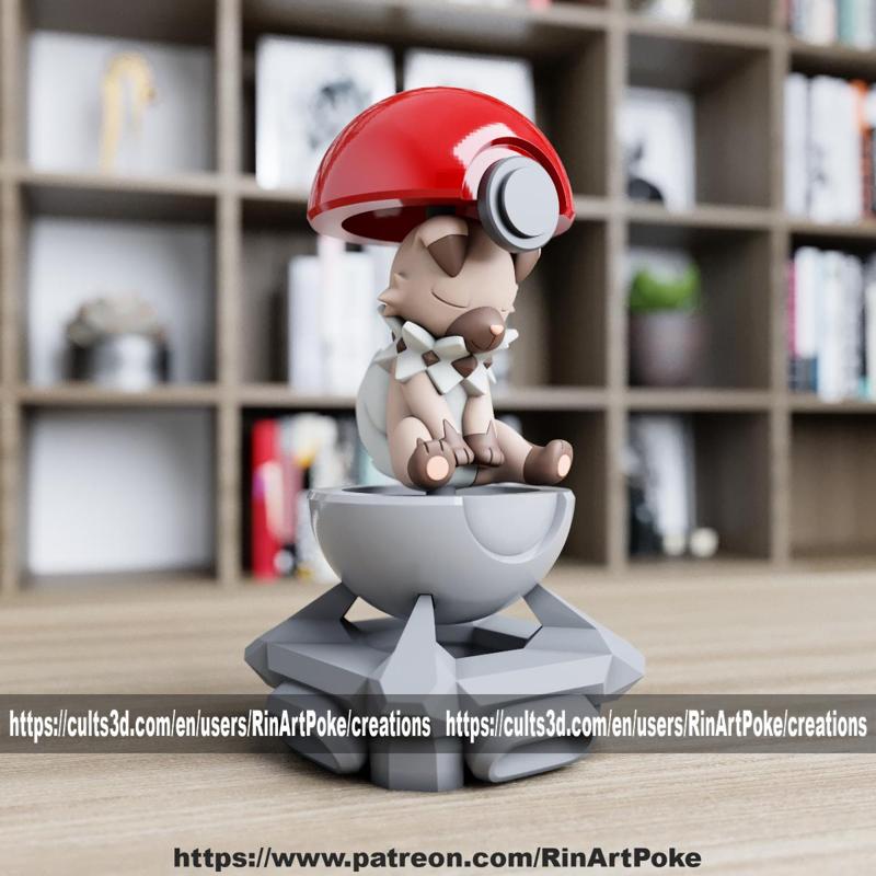 Rokruff in the Pokeball from pokemon