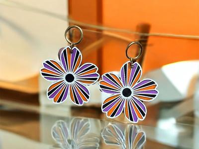 Striped flower earrings
