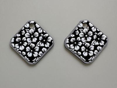 Square Hueforge Flower Earrings