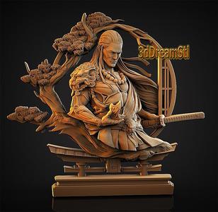 Samurai STL model, CNC router engraver, artcam, Aspire, cnc files, wood, art, wall decor, CNC