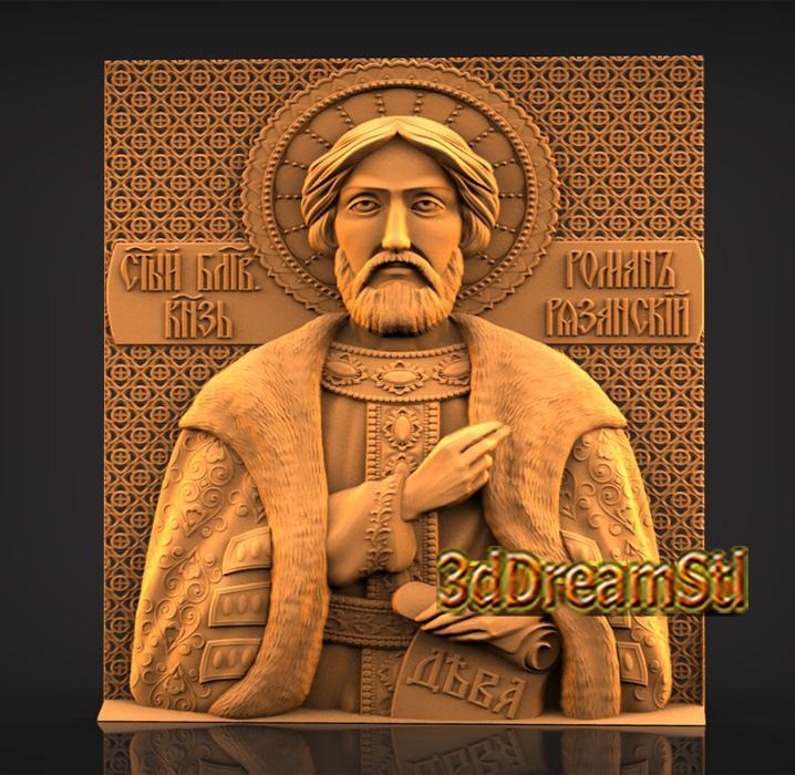 Prince Roman Ryazansky STL model, CNC router engraver, artcam, Aspire, cnc files, wood, art, wall decor, CNC