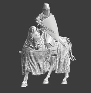 Mounted Medieval Crusader Knight STL | 3D Printable Wargaming Miniature (28mm / 32mm)