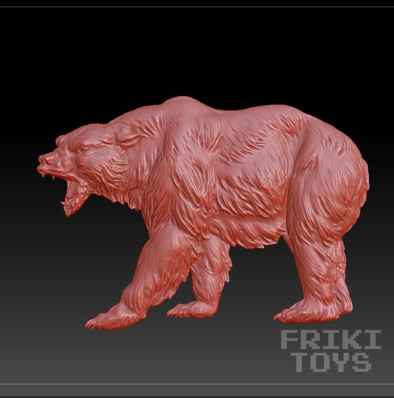 Brown Bear Bas Relief Design - FrikiToys