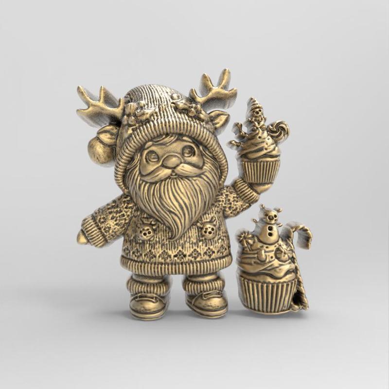 christmas santa with cup cake decor